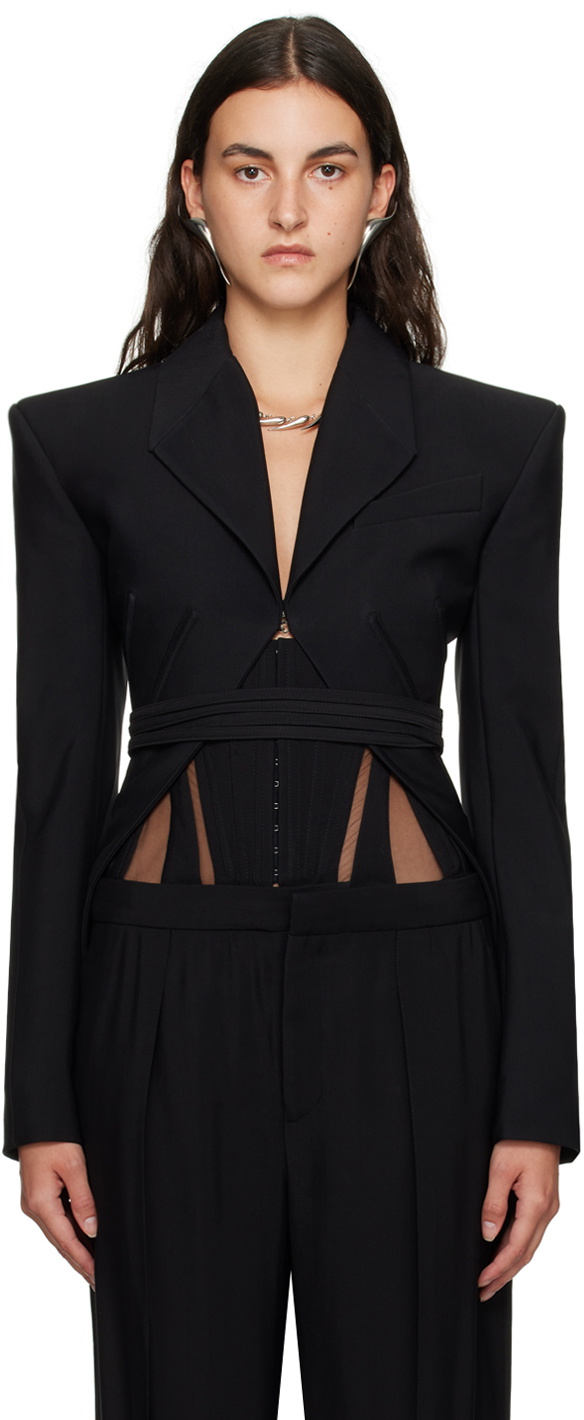 Mugler Black Sculpted Blazer Mugler