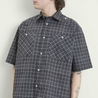 ROA Men's Aair Floweave Printed Check Short Sleeve Shirt in Grey