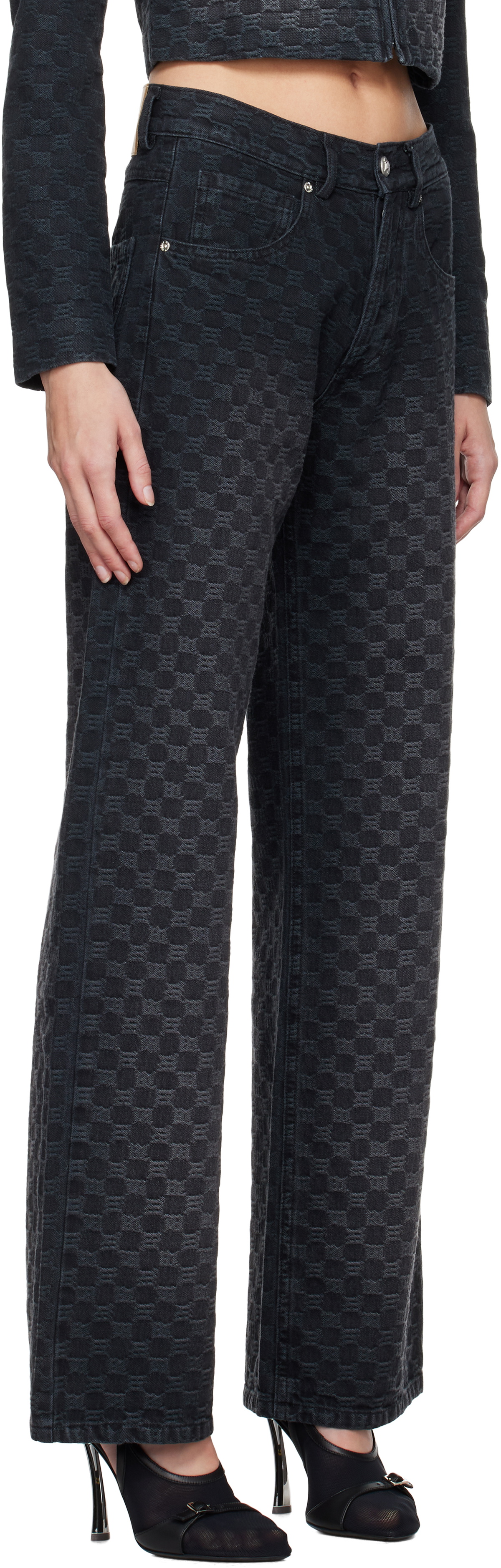 MISBHV Black Jacquard Monogram Jeans