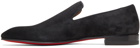 Christian Louboutin Black Suede Dandelion Flat Loafers