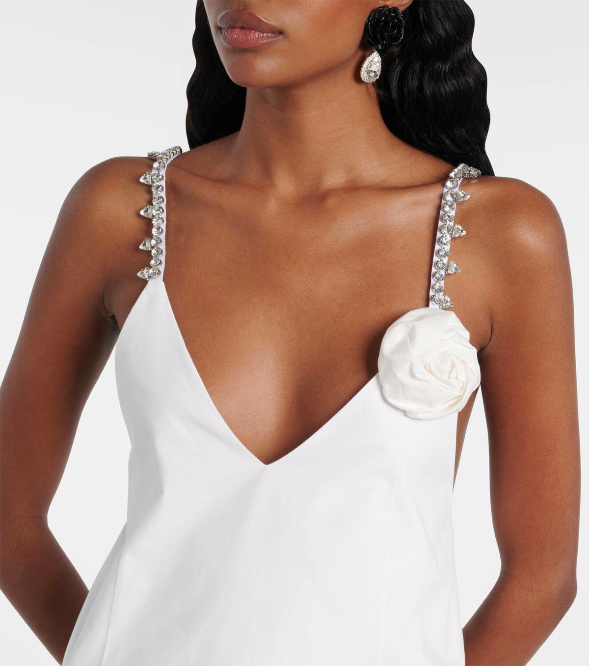 Area Embellished floral-appliqué minidress