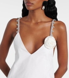 Area Embellished floral-appliqué minidress