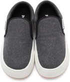 Palm Angels Grey & White Flocked Snow Slip Sneakers