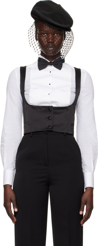 Photo: Dolce&Gabbana Black Silk Duchesse Single Breasted Tuxedo Vest