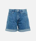Frame - High-rise cuffed denim shorts