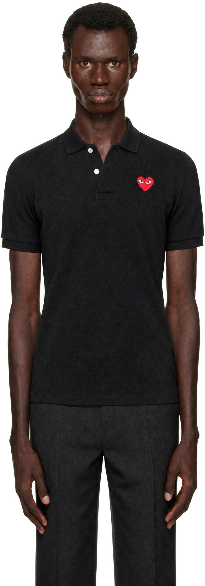 COMME des GARÇONS PLAY Black Emblem Red Heart Polo