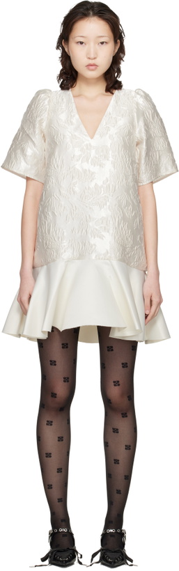 Photo: GANNI Off-White Satin Cloque Minidress
