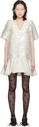 GANNI Off-White Satin Cloque Minidress