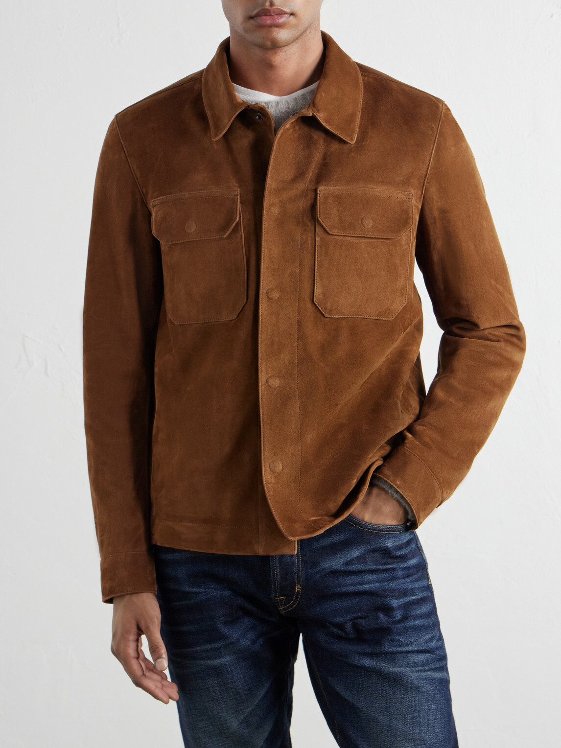 TOM FORD - Panelled Suede Jacket - Brown