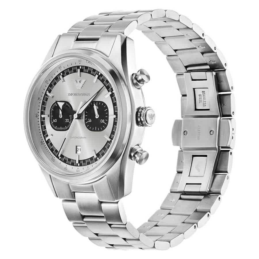 Armani Racer Chronograph Quartz Silver Dial Mens Watch AR11636