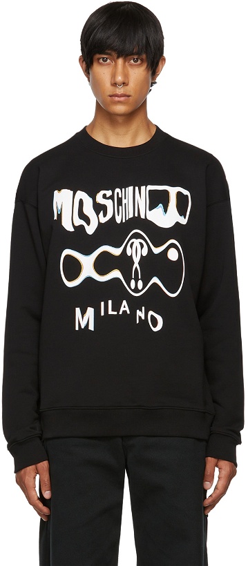 Photo: Moschino Black Warped Glitch Logo Sweatshirt