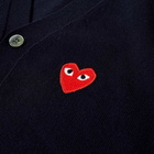 Comme des Garçons Play Men's Red Heart Cardigan in Navy