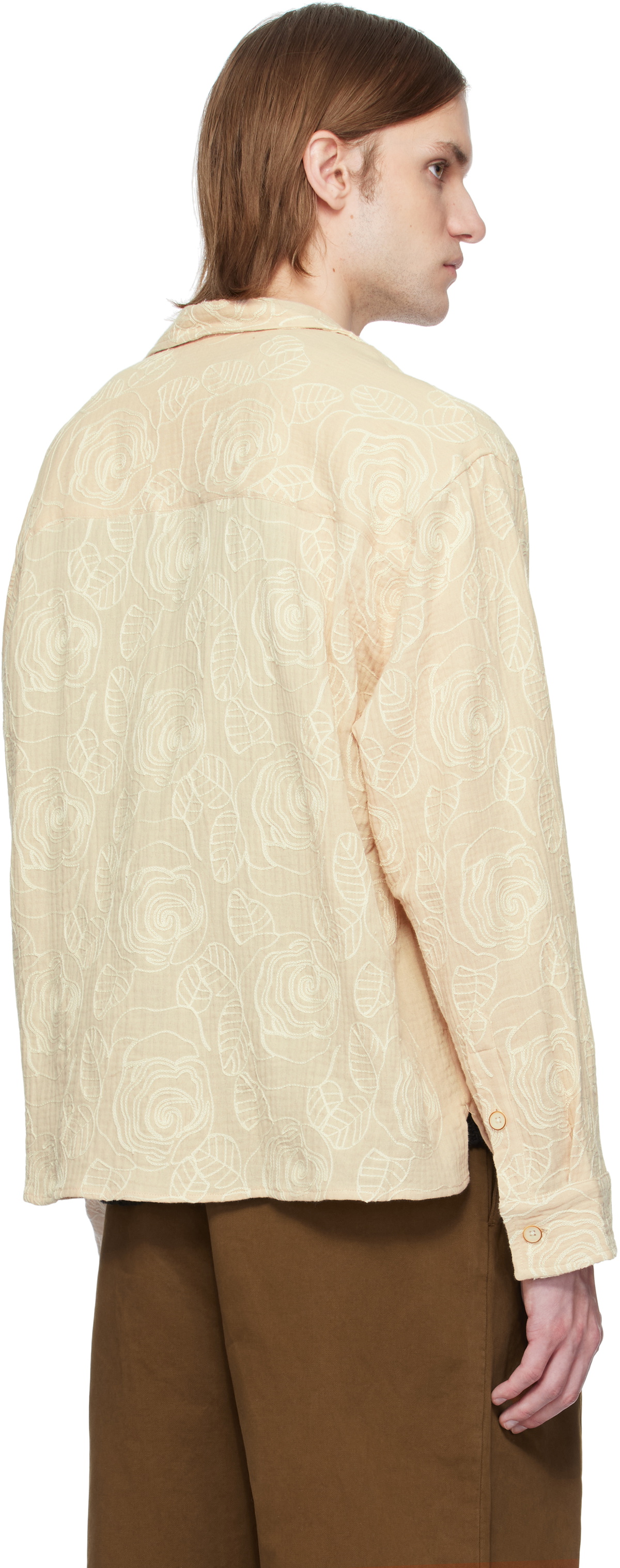 CMMN SWDN Beige Akito Embroidered Shirt