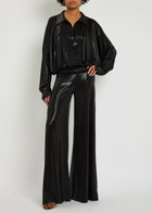 Norma Kamali Pearlescent Stretch-jersey Shirt Bodysuit Black
