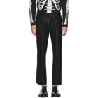 Alexander McQueen Black and White Pinstripe Wool Trousers