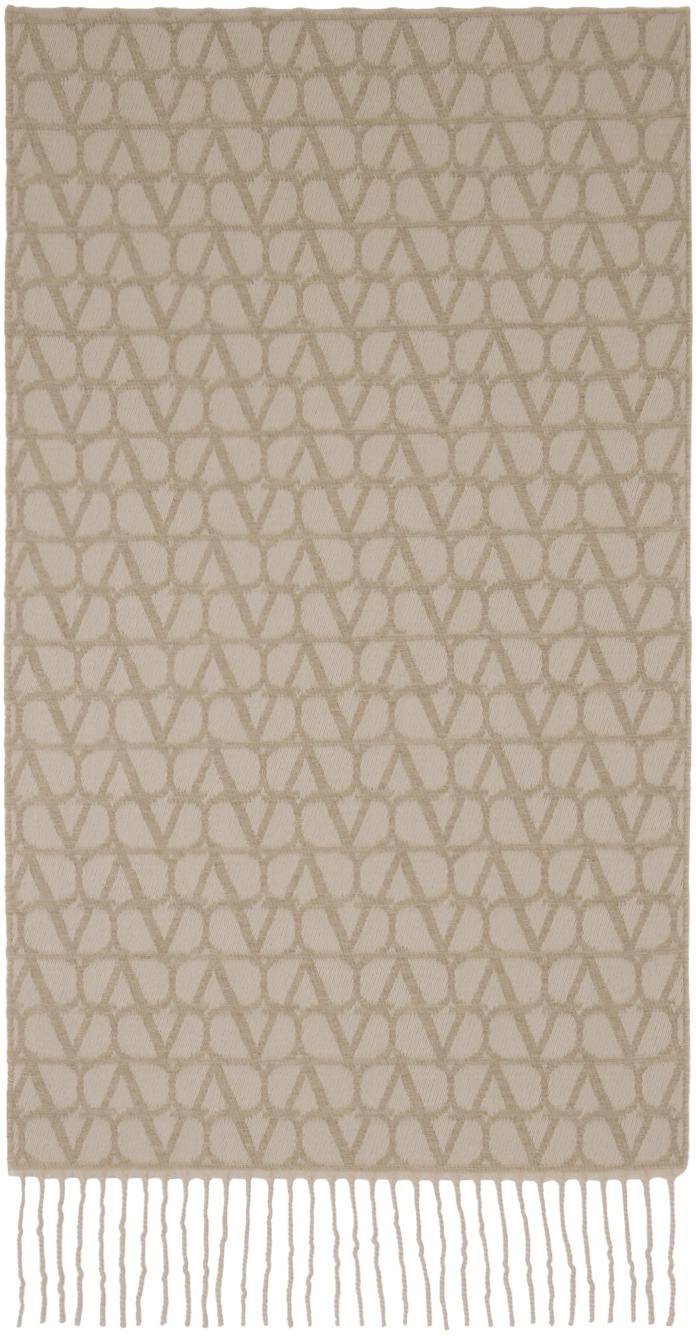 Valentino Garavani Beige Toile Iconographe Wool Scarf