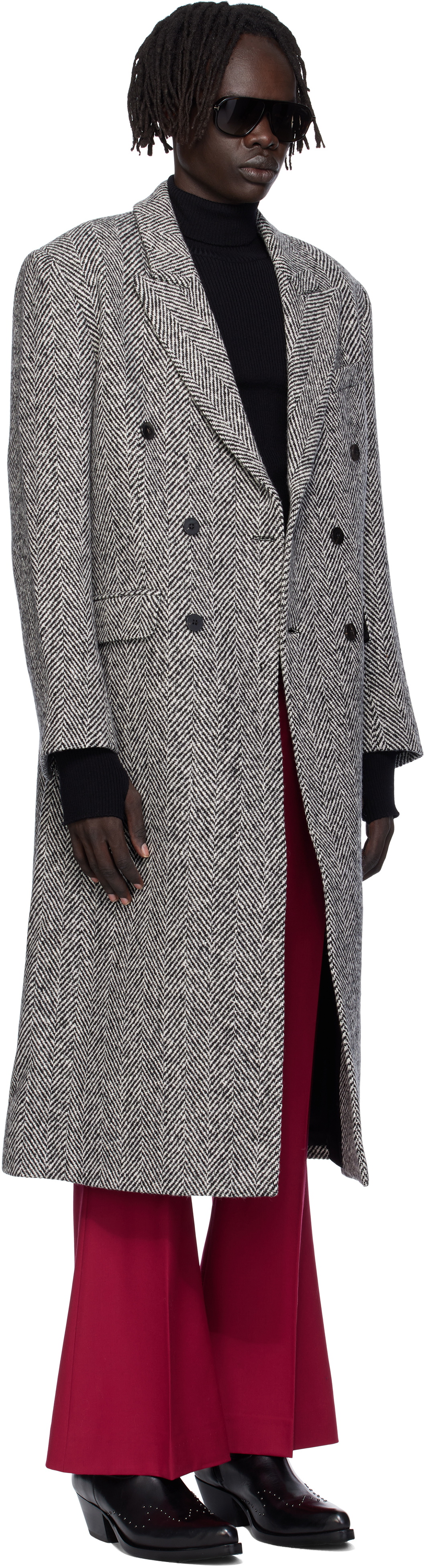 Ernest W. Baker Black & White Double-Breasted Coat