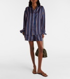 Asceno Maya striped silk charmeuse pajama shirt