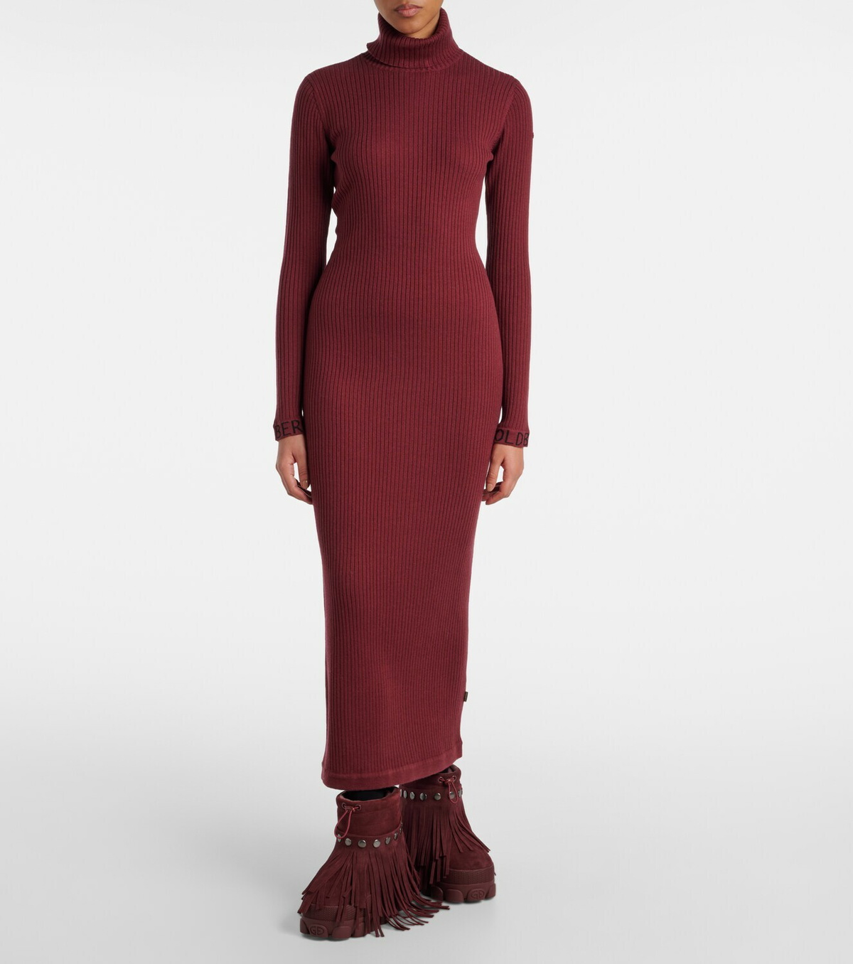 Goldbergh Mireille ribbed-knit turtleneck midi dress