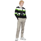 Valentino Black and Green Jelly Block Long Sleeve Polo