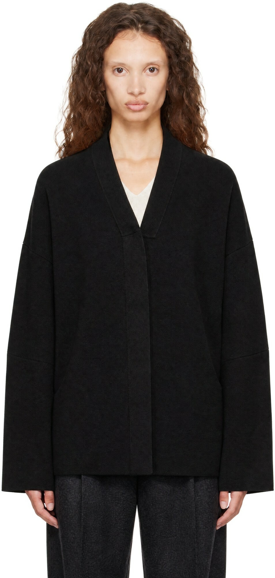 Lauren Manoogian Black Double Knit Lap Jacket