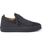 Giuseppe Zanotti - Leather and Mesh Sneakers - Men - Dark gray