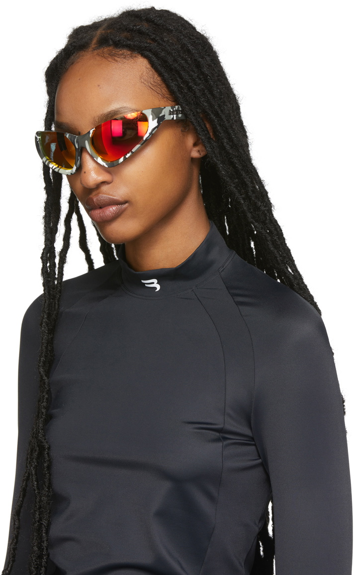 Balenciaga Grey Exaggerated Sport Goggle Sunglasses Balenciaga