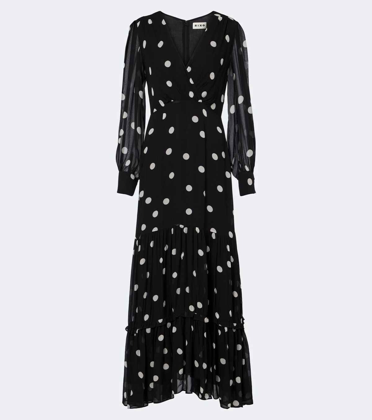 Rixo Elsie polka-dot georgette midi dress