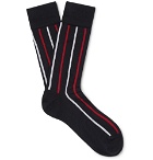 Thom Browne - Striped Cotton-Blend Socks - Black
