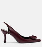 Magda Butrym Floral-appliqué leather slingback pumps