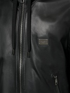 DOLCE & GABBANA - Leather Hoodie W/logo Plaque
