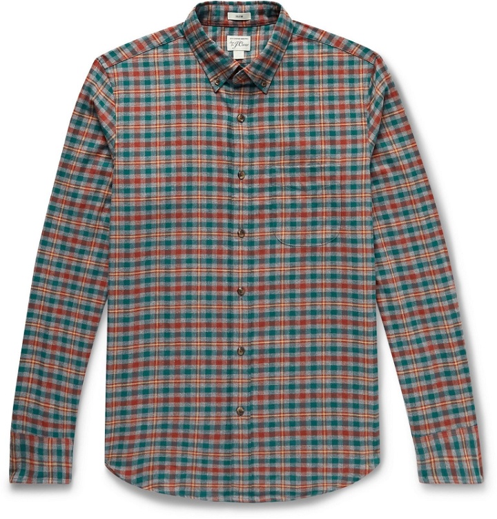 Photo: J.Crew - Slim-Fit Button-Down Collar Checked Cotton-Flannel Shirt - Multi