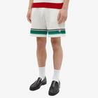 Casablanca Men's Crochet Tennis Shorts in Green/White