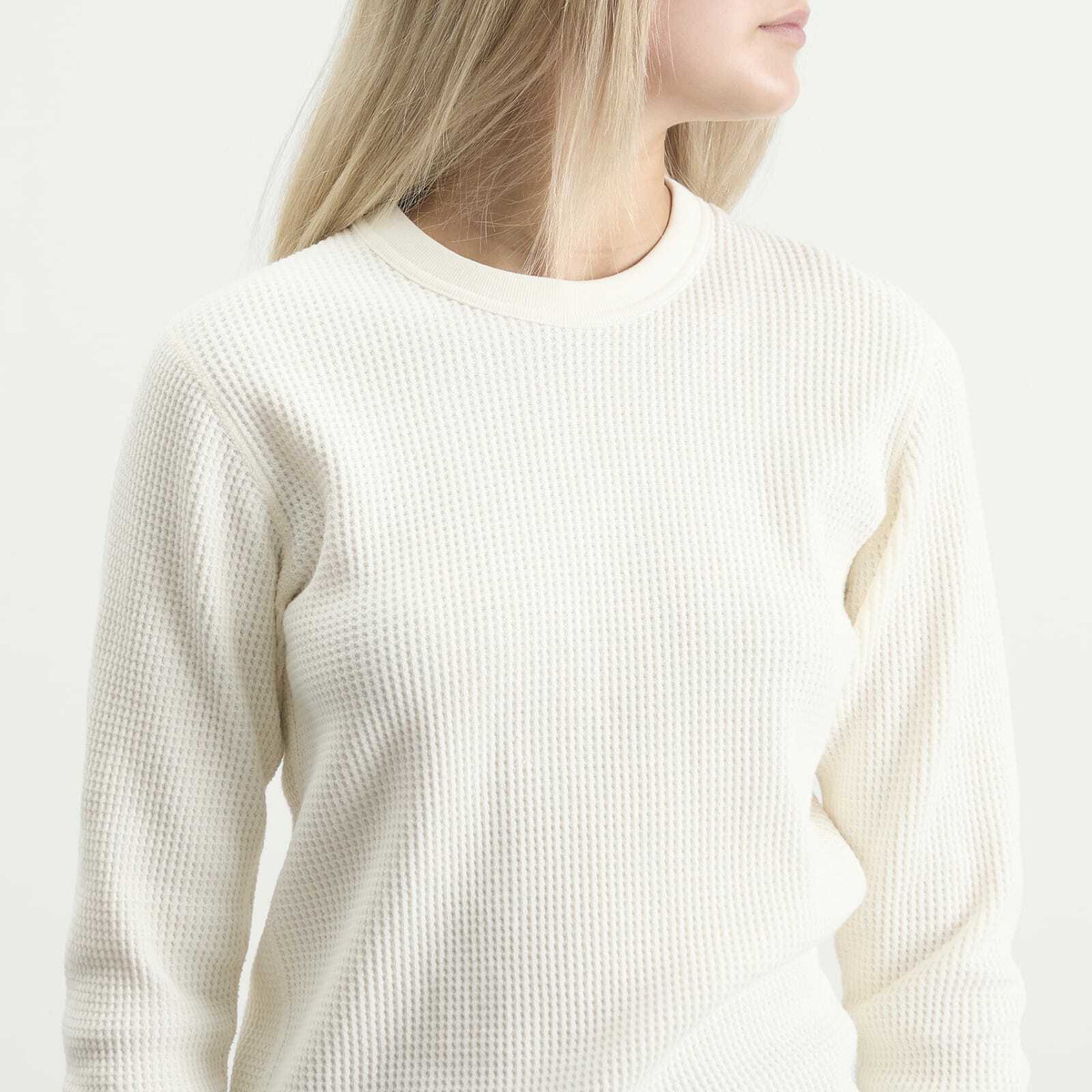 Beams Boy Women's Thermal Long Sleeve T-Shirt in Off Wht 