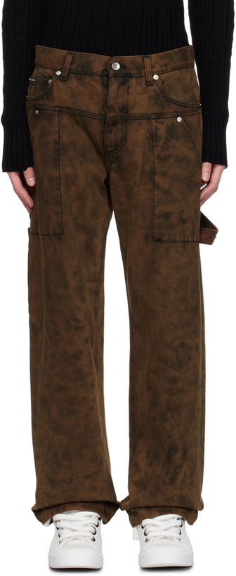 Photo: Dolce & Gabbana Brown Plaque Jeans