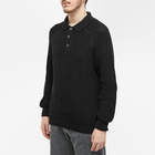 Corridor Men's Long Sleeve Slouchy Knit Polo Shirt in Black