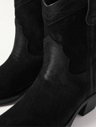 SAINT LAURENT - Ratched Waxed-Suede Boots - Black