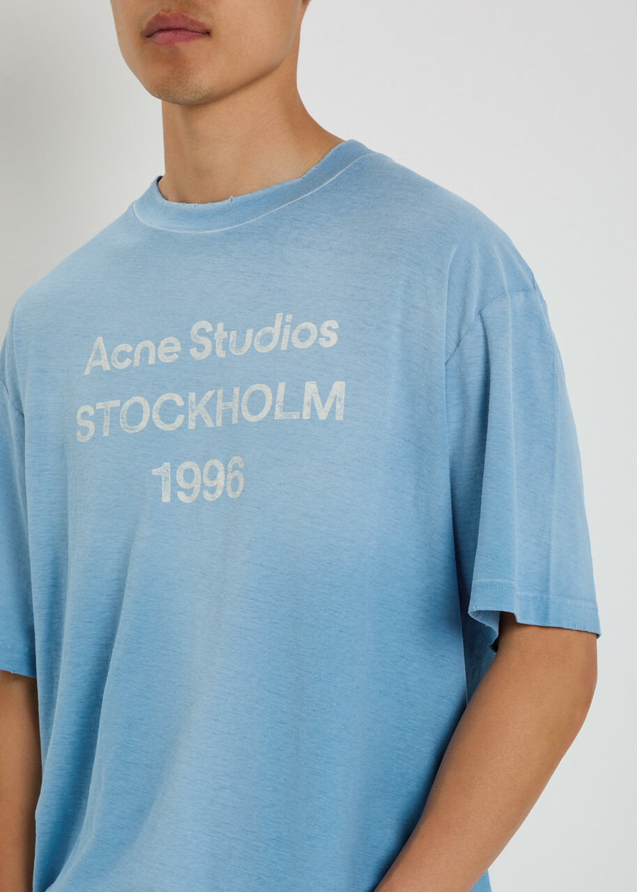 Acne Studios Logo-print Cotton-blend T-shirt Light Blue