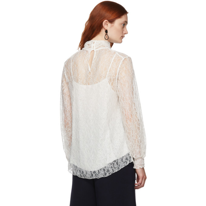 See by Chloe Off-White Lace High Neck Blouse See by Chloe