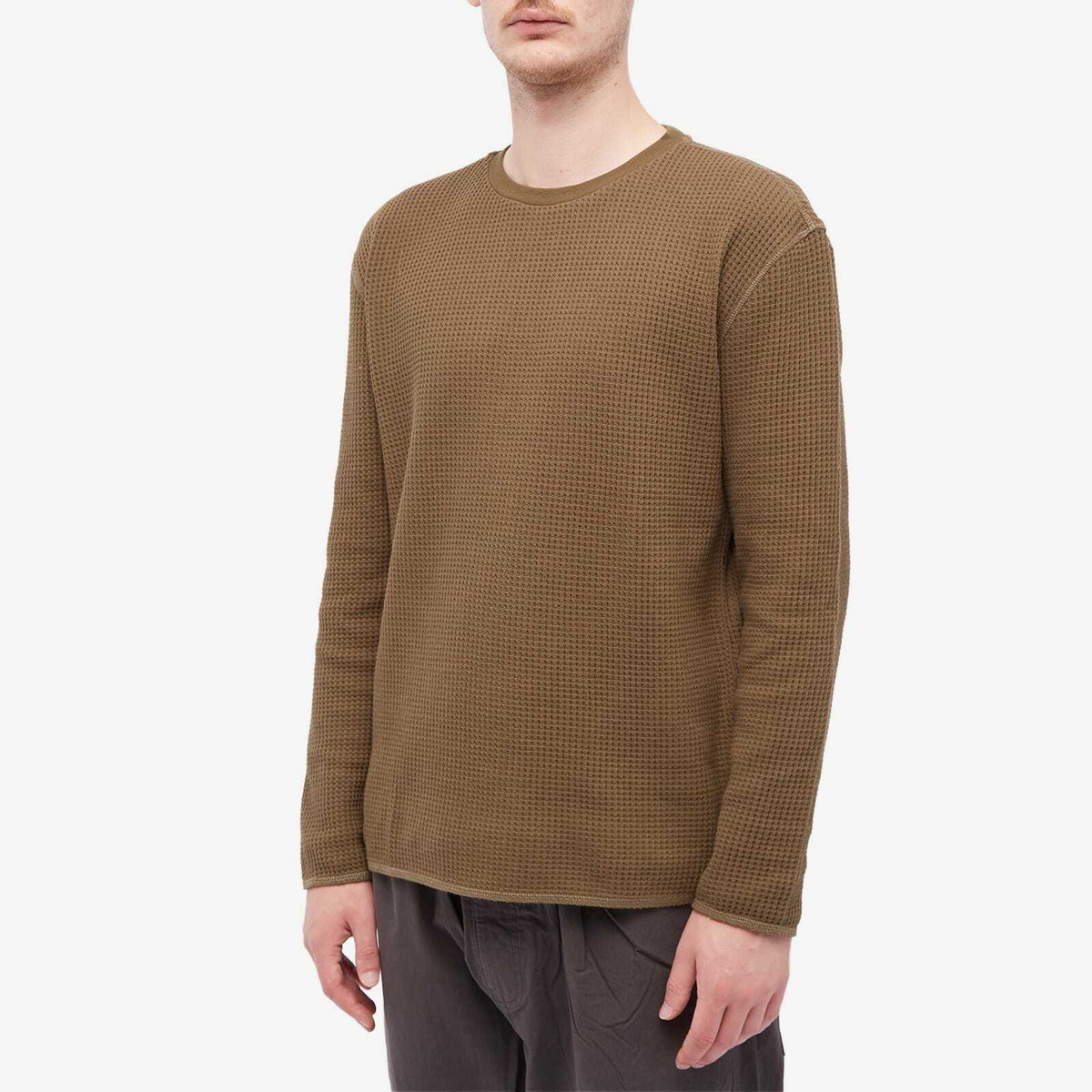 Satta Men's Waffle Long Sleeve T-Shirt in Dark Olive