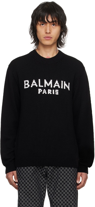 Photo: Balmain Black Intarsia Sweater