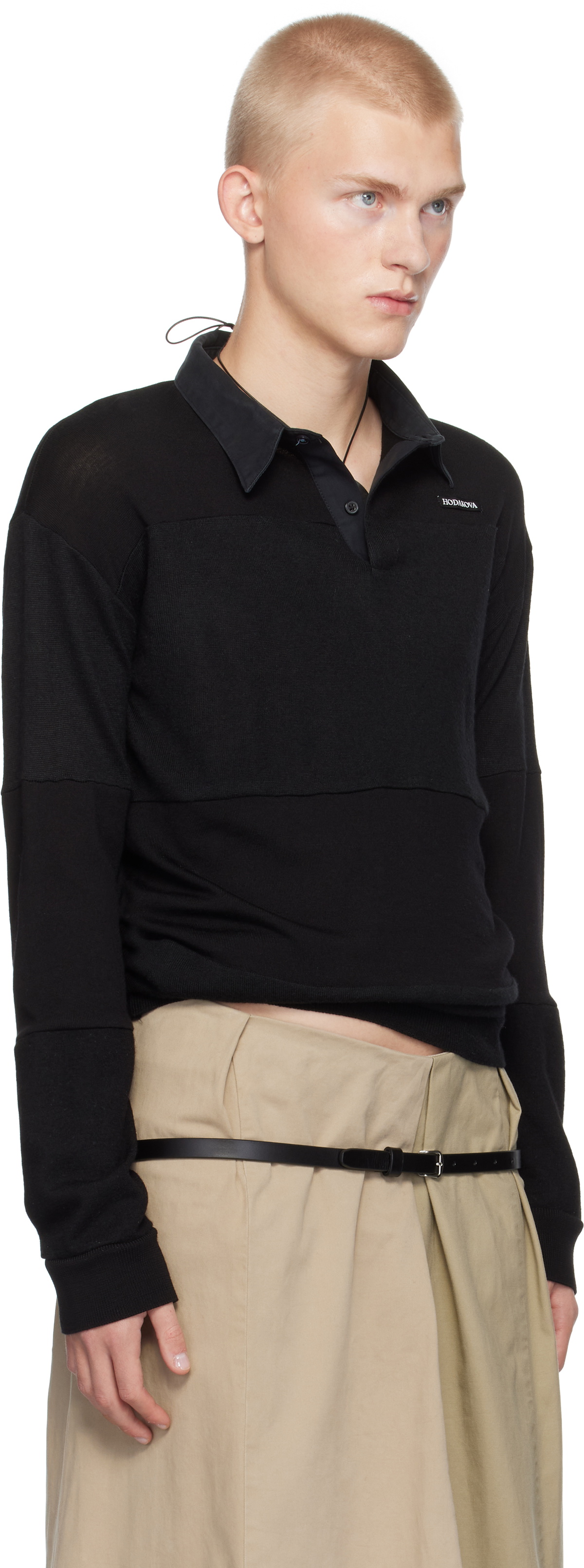 HODAKOVA Black Knitted Rugby Polo