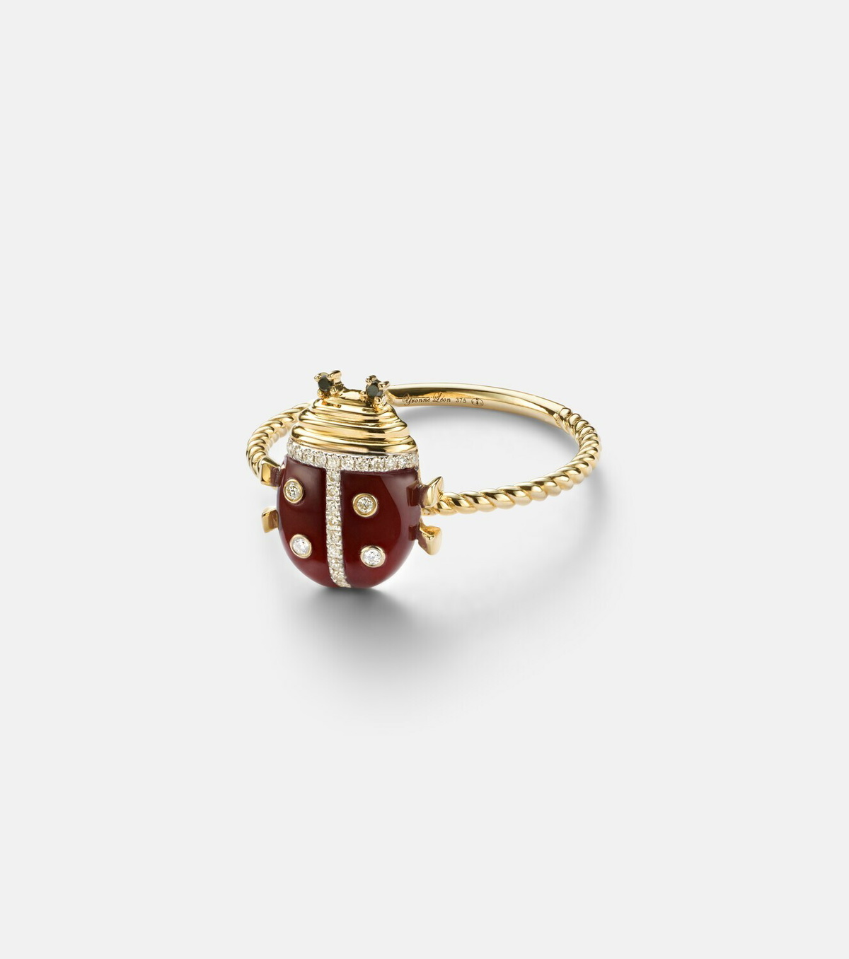 Yvonne Léon Coccinelle Mini 9kt gold ring with gemstones