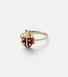 Yvonne Léon Coccinelle Mini 9kt gold ring with gemstones