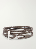 TOM FORD - Woven Leather and Silver-Tone Wrap Bracelet - Brown