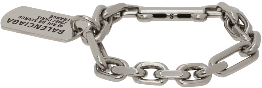 Balenciaga Silver Tags Carabiner Bracelet