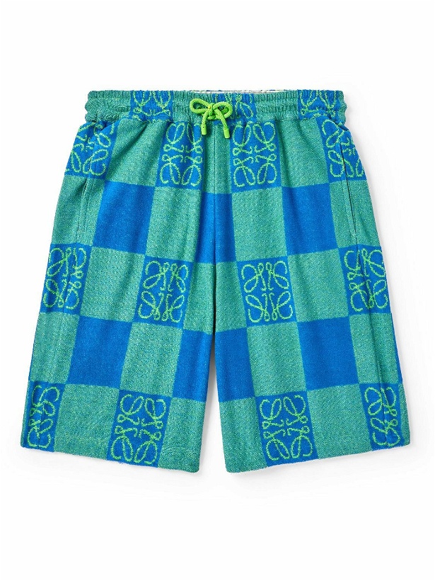 Photo: LOEWE - Paula's Ibiza Cotton-Blend Terry-Jacquard Drawstring Shorts - Green