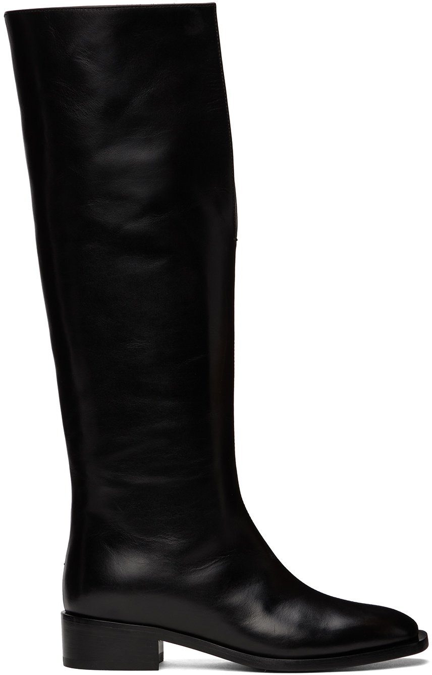 Undone Brown Patent Croc Knee High Zip Up Pointed Toe Thin