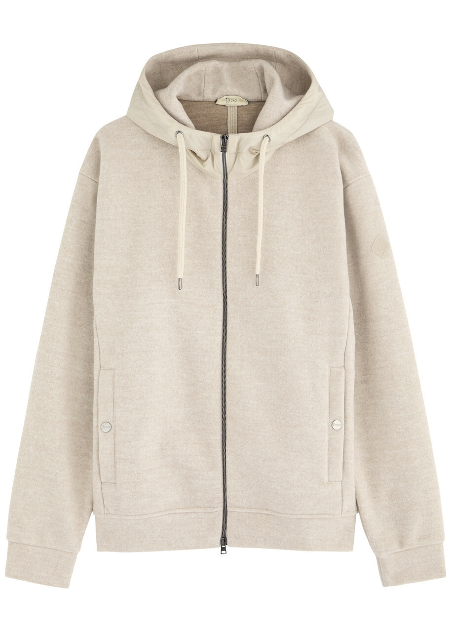 Herno Hooded Felt Sweatshirt Cream