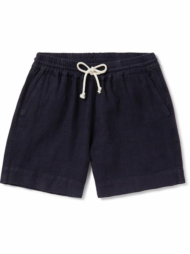 Photo: La Paz - Pestana Straight-Leg linen Drawstring Shorts - Blue